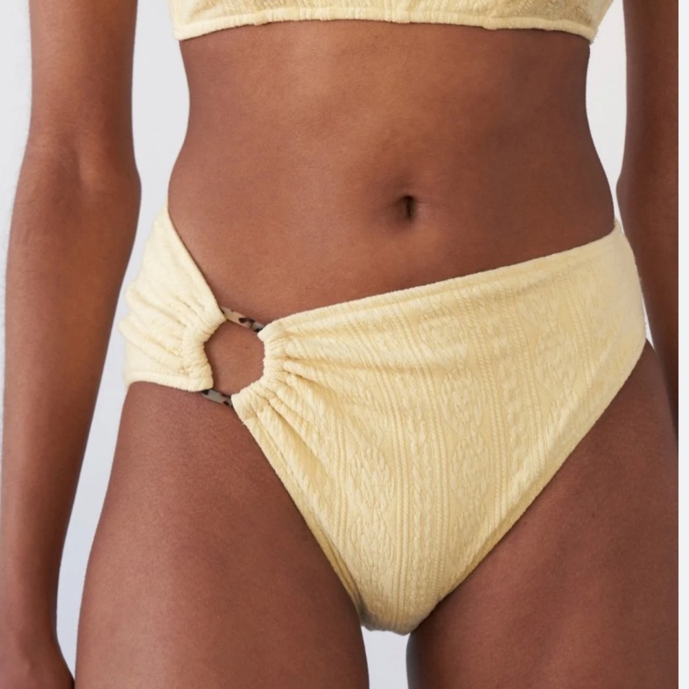 Revel Rey Logan Bikini Bottom canary yellow cable knit Xs nwt
